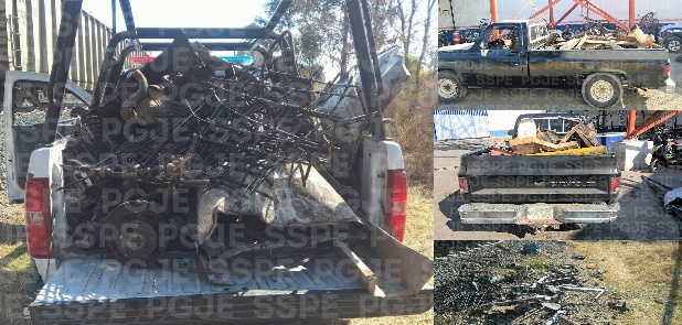 Aseguran 8 toneladas de chatarra en Villagrán