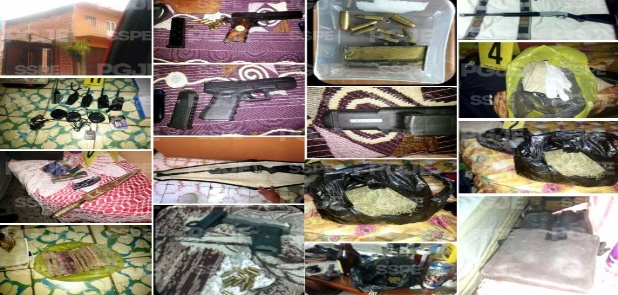 Pareja detenida y aseguran armas y droga