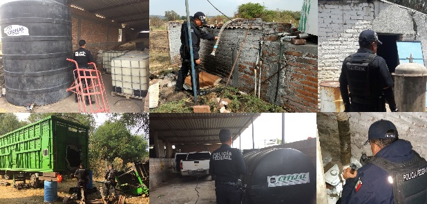 Encuentran bodega de huachicol y tractos