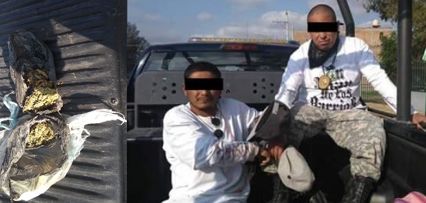 Caen dos con un kilo de marihuana