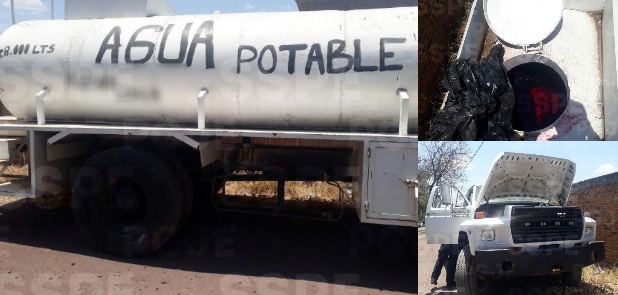 Ocultaban huachicol en pipa con "agua"