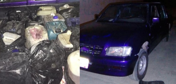 Recuperan camioneta cargada con huachicol